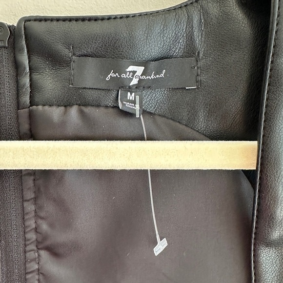 7 For All Mankind Black Faux Leather Corset Crop Top, Size Medium - Picture 11 of 16